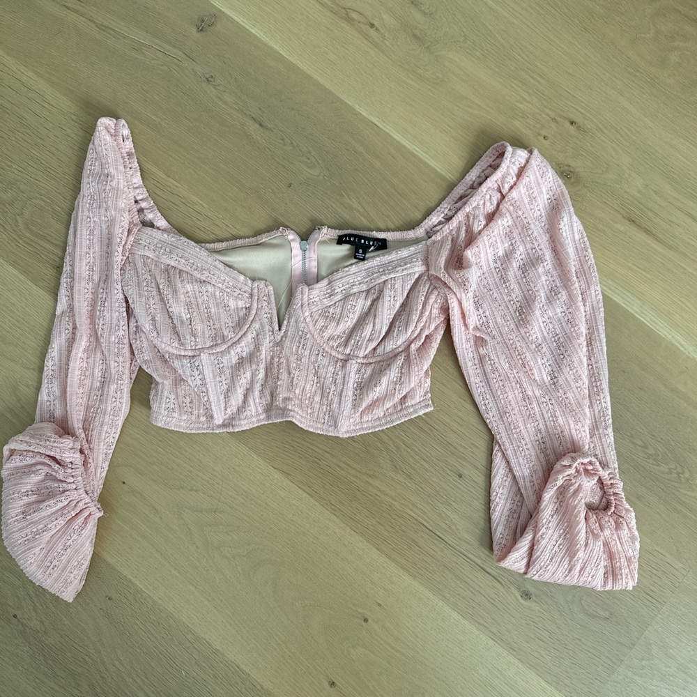 pink corset long sleeve top